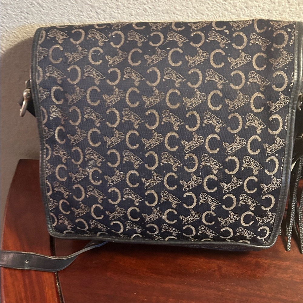 Coach Navy and Tan Signature 'C' Crossbody Bag with Tassel - Picture 6 of 11